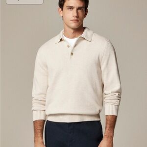 J crew heather natural Heritage cotton sweater-polo